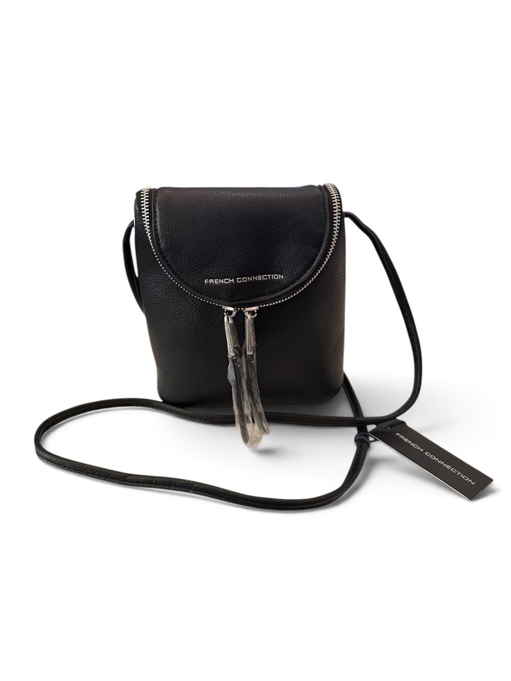 French Connection Noreen Black Cell Phone Crossbody Bag